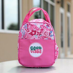 NWT Pink Floral Embroidered Lunch Box